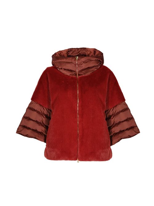 Cappa in satin e lady alternative fur Bordeaux Herno | PI002132D 12170Z6705